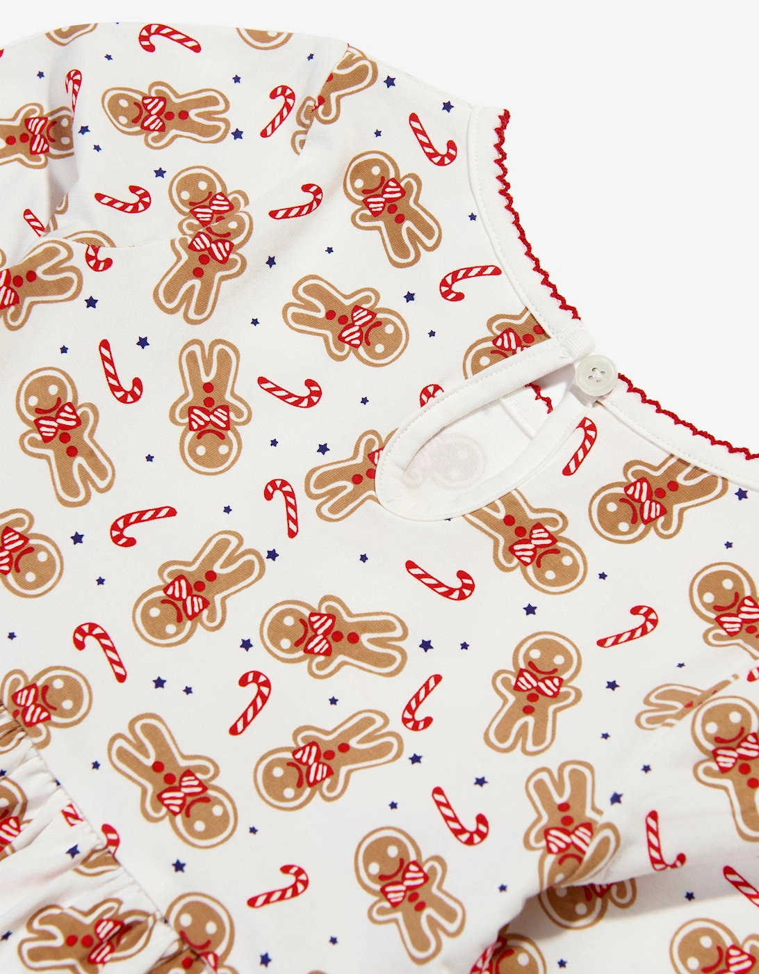 Girls Gingerbread Jersey Dress in White