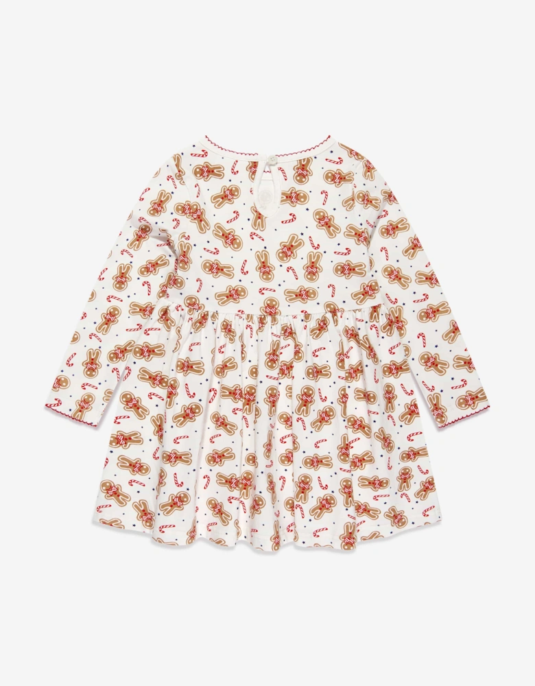 Girls Gingerbread Jersey Dress in White