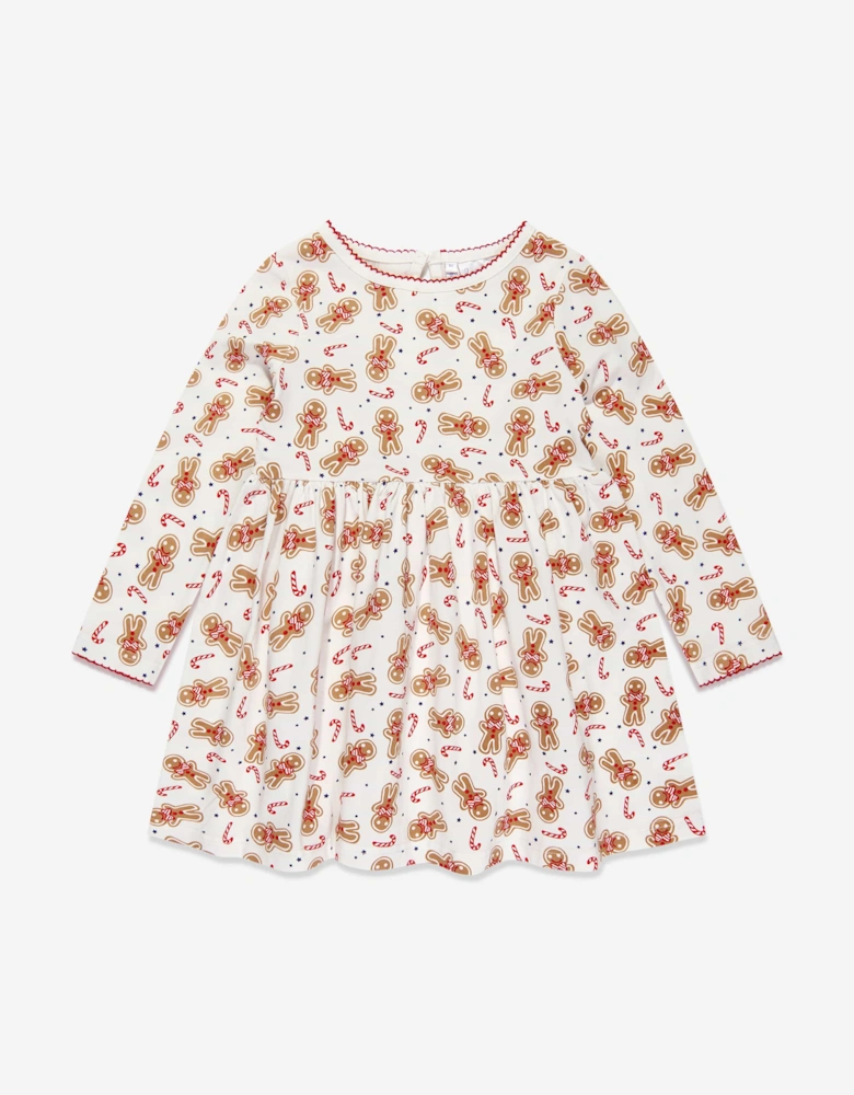 Girls Gingerbread Jersey Dress in White