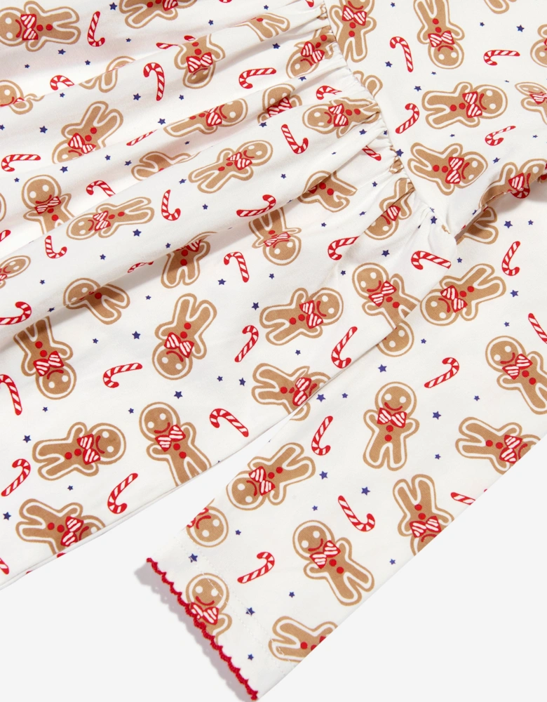 Girls Gingerbread Jersey Dress in White
