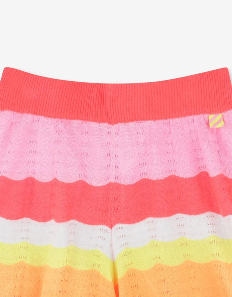 Billieblush Girls Knitted Striped Shorts in Orange