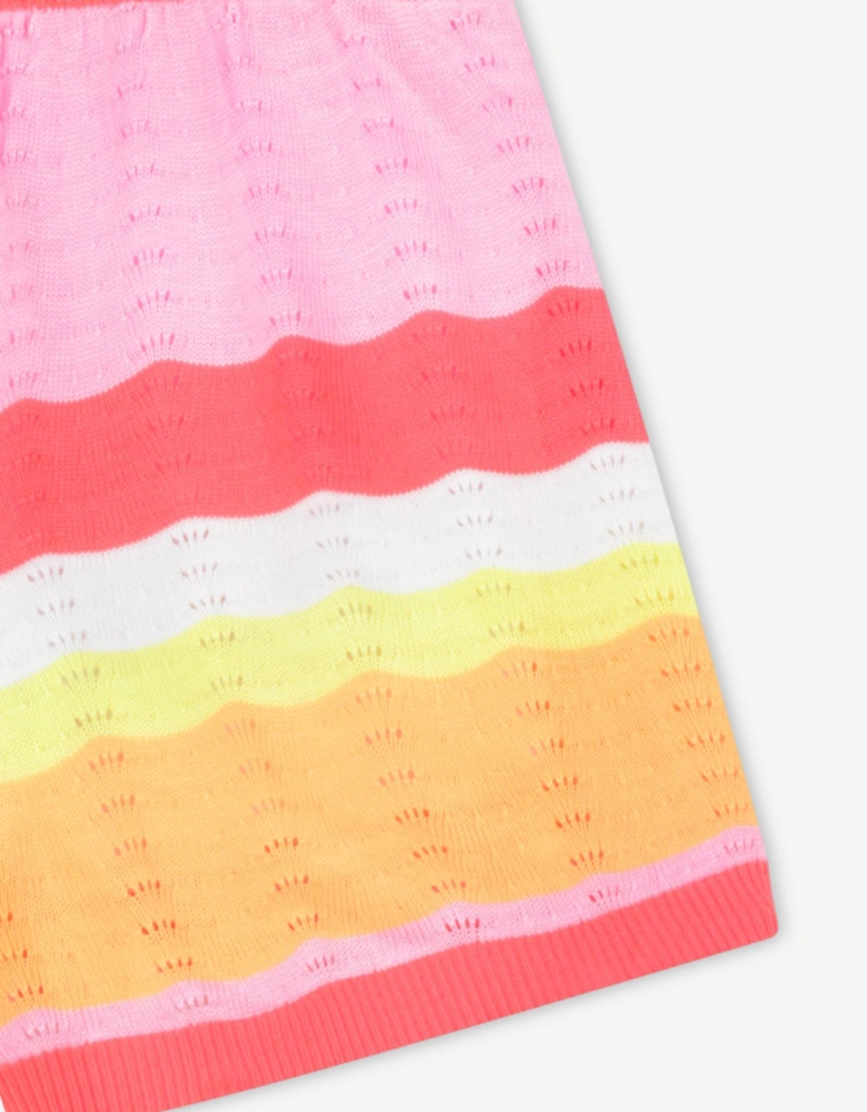 Billieblush Girls Knitted Striped Shorts in Orange