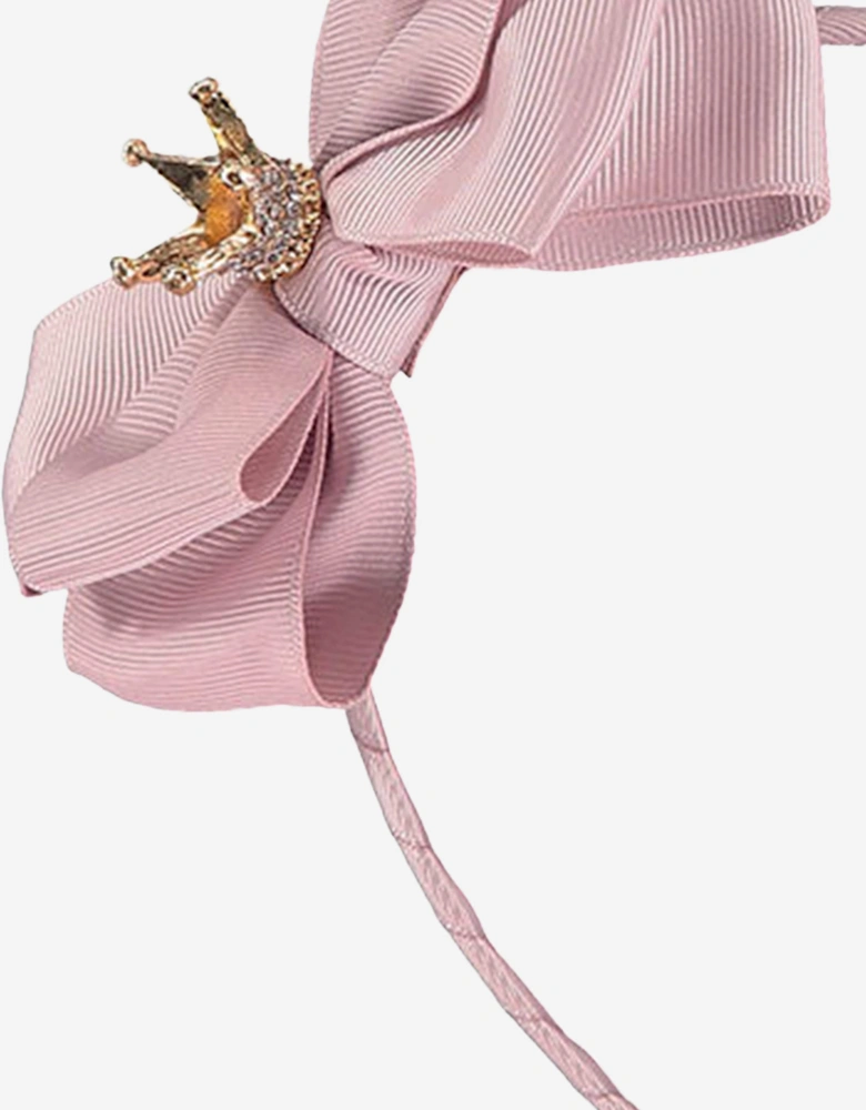 Angels Face Girls Crown and Bow Headband in Pink