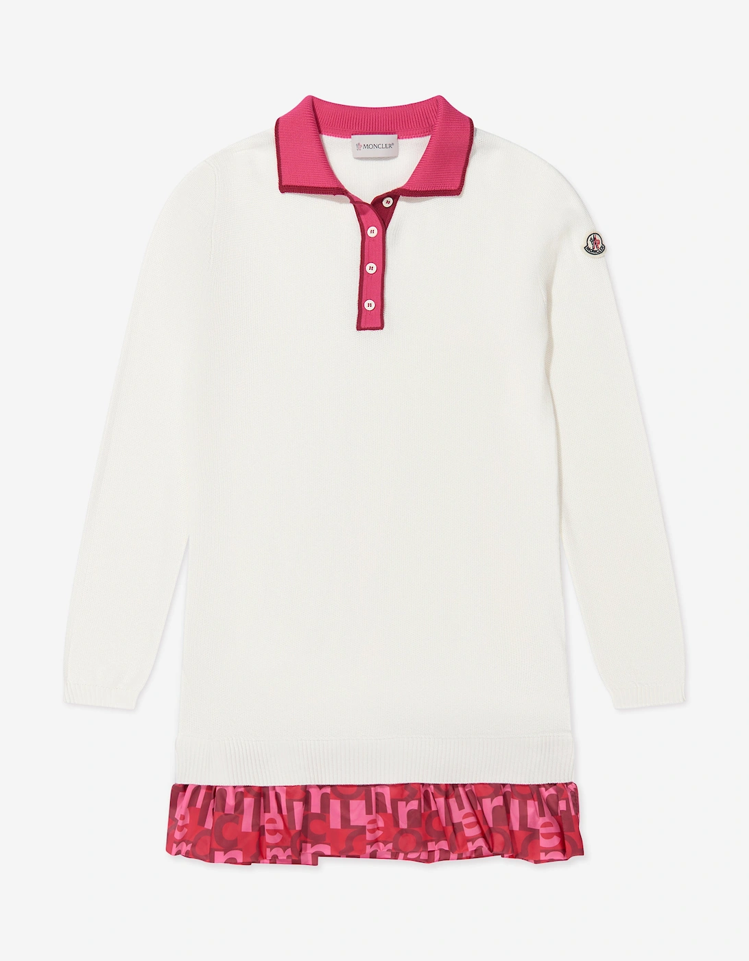 Enfant Girls Long Sleeve Polo Dress in White, 5 of 4