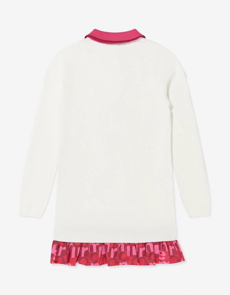 Enfant Girls Long Sleeve Polo Dress in White