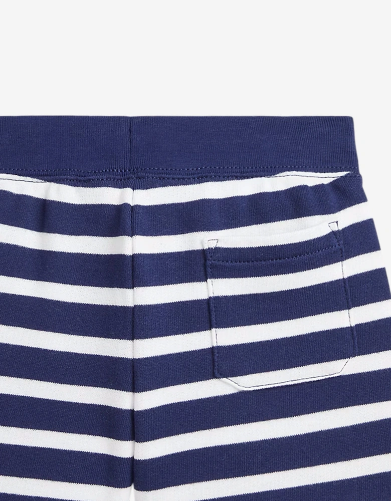 Boys Striped Logo Shorts in Navy