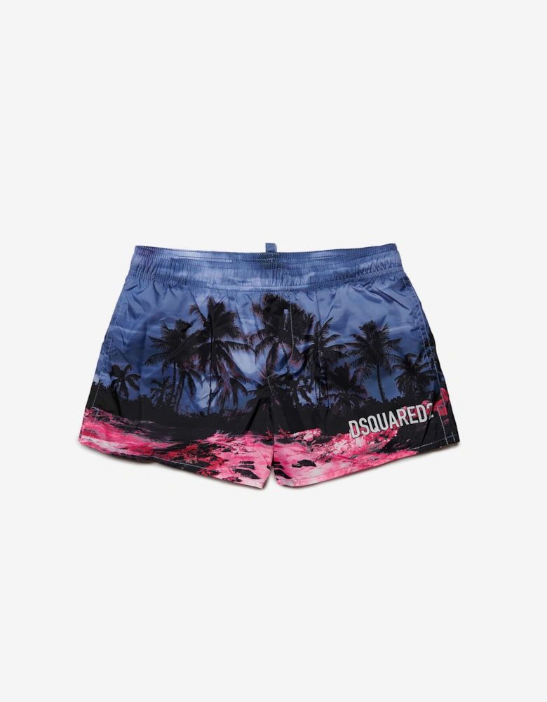 Boys Palm Tree Swim Shorts in Blue