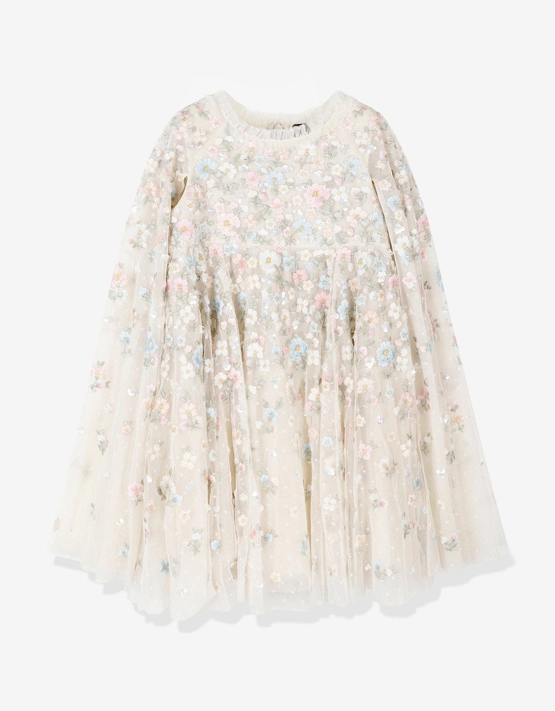 Girls Dahlia Ditsy Cape Dress in Ivory, 5 of 4