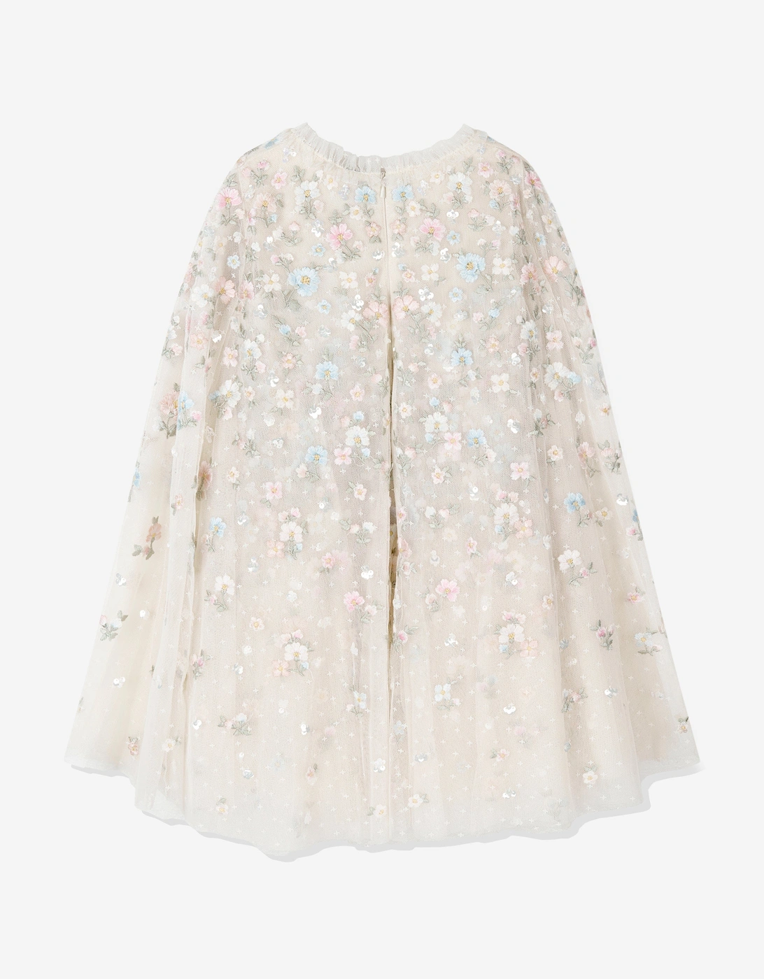 Girls Dahlia Ditsy Cape Dress in Ivory