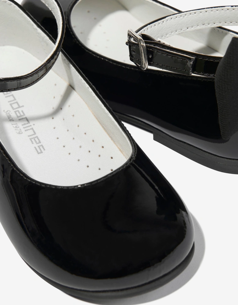 Girls Patent Leather Bow Shoes in Black