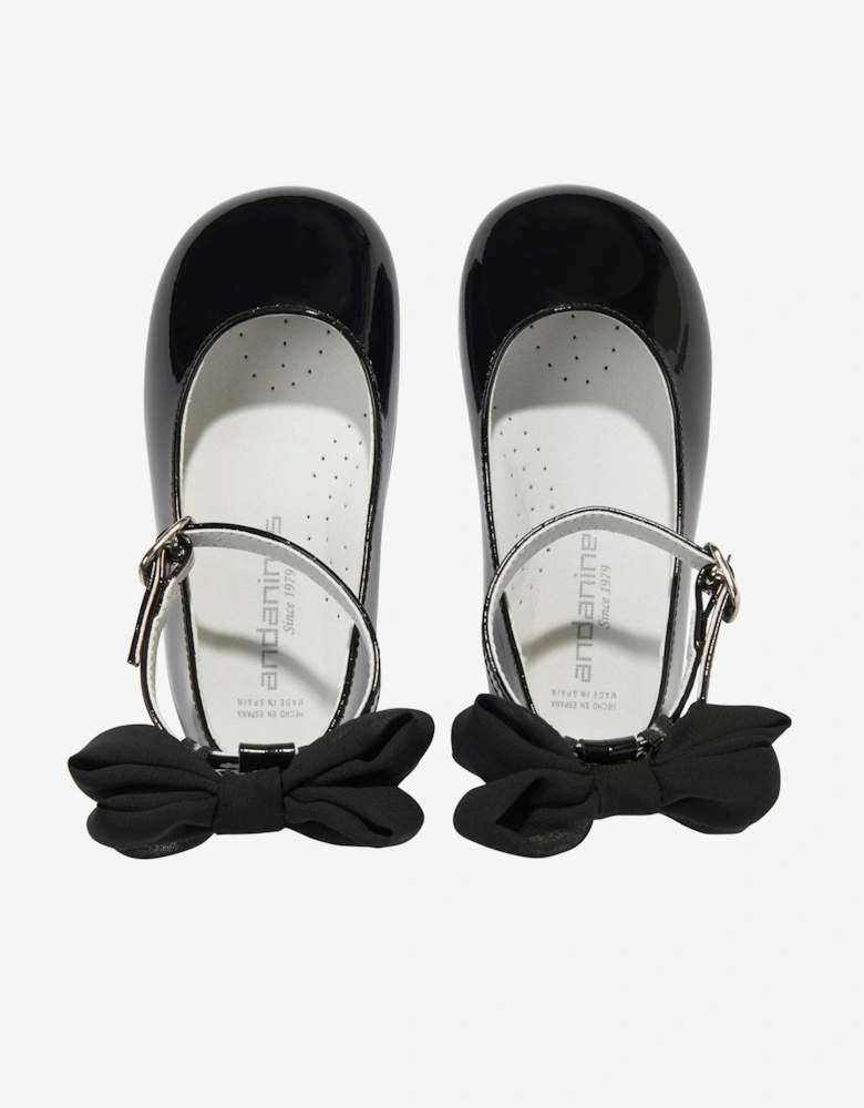 Girls Patent Leather Bow Shoes in Black