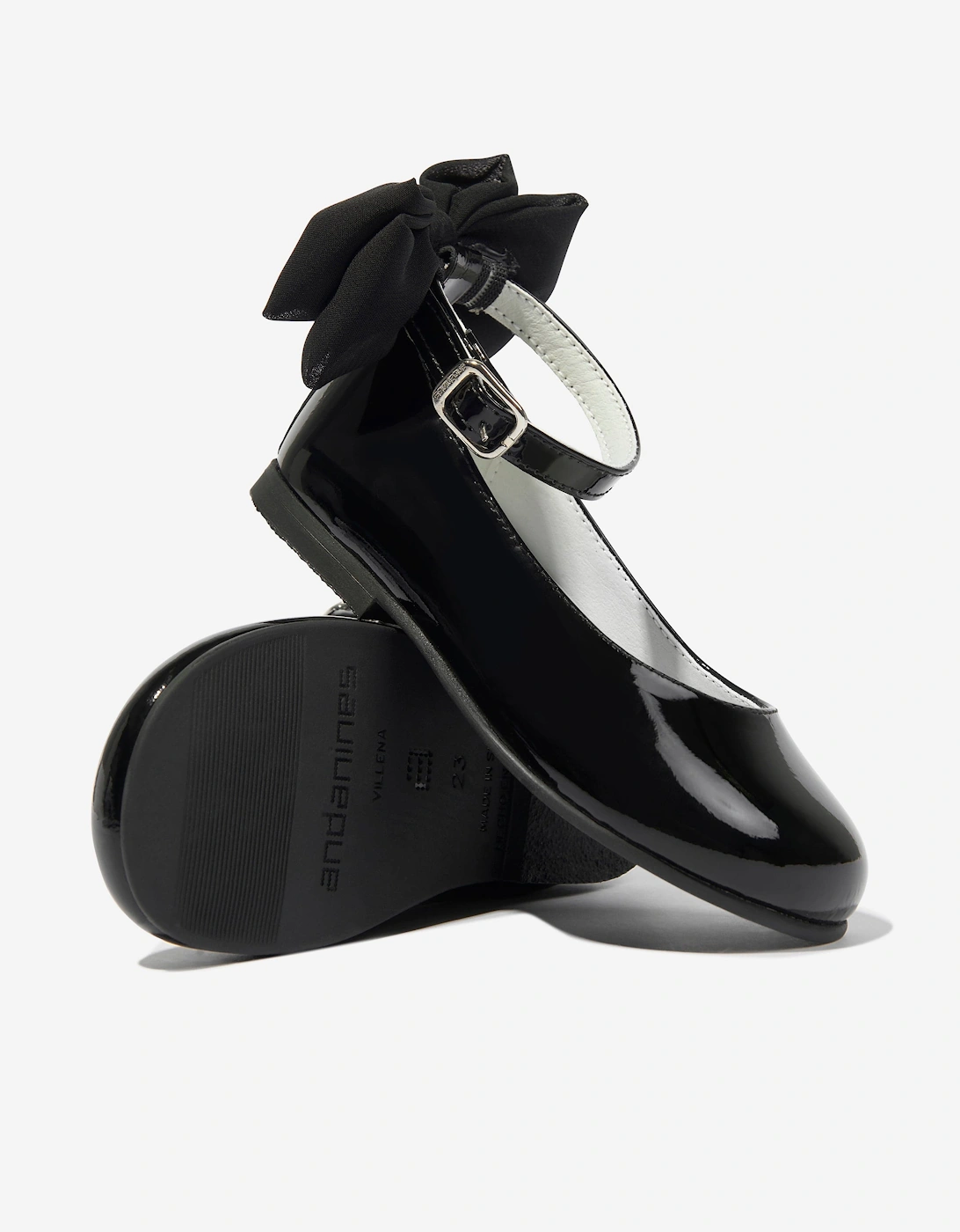 Girls Patent Leather Bow Shoes in Black