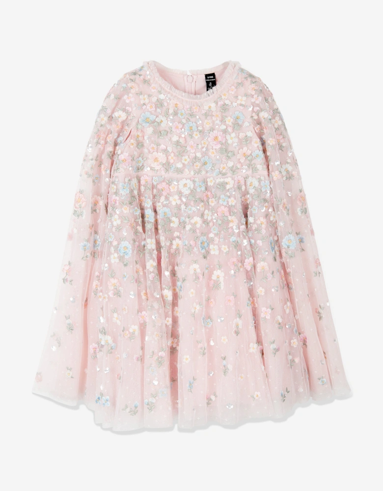 Girls Dahlia Ditsy Cape Dress in Pink