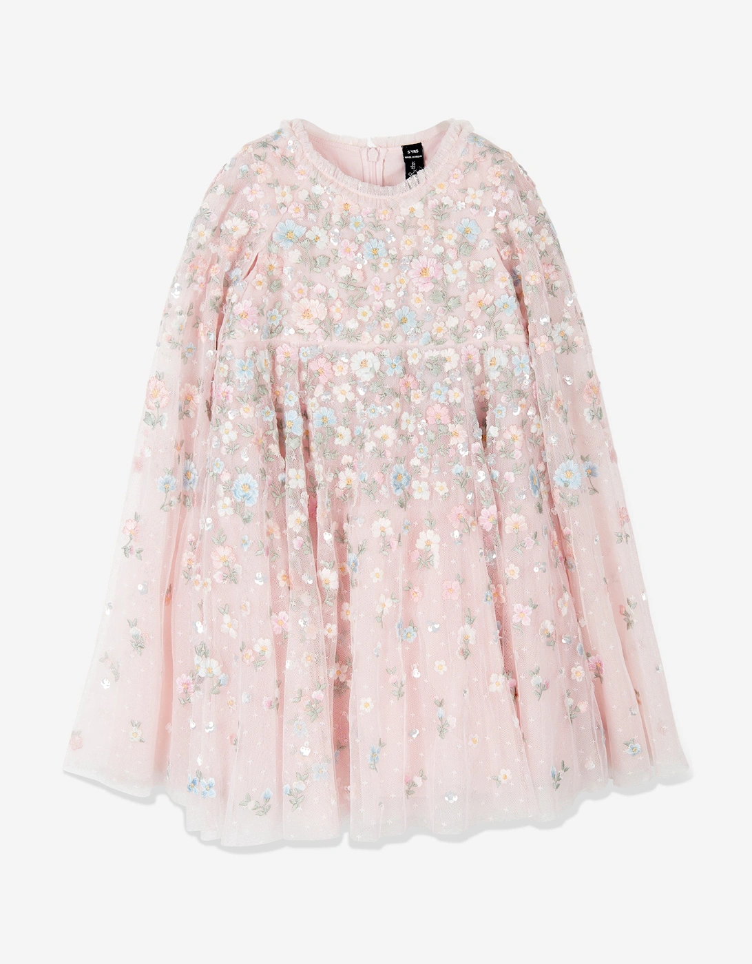 Girls Dahlia Ditsy Cape Dress in Pink, 5 of 4