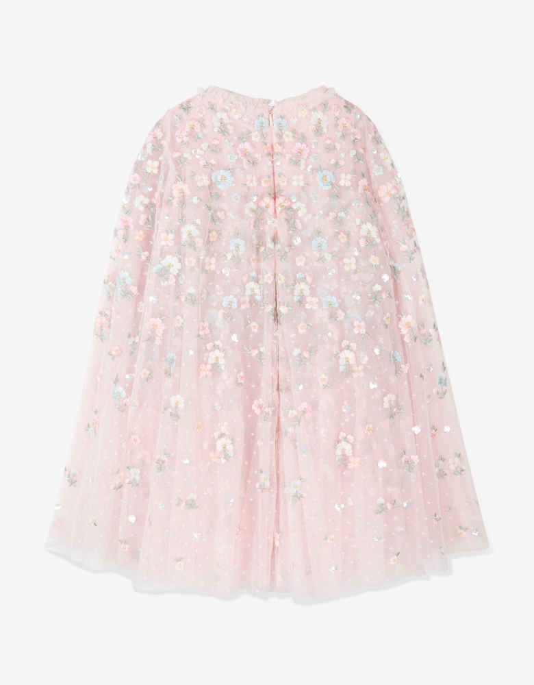 Girls Dahlia Ditsy Cape Dress in Pink