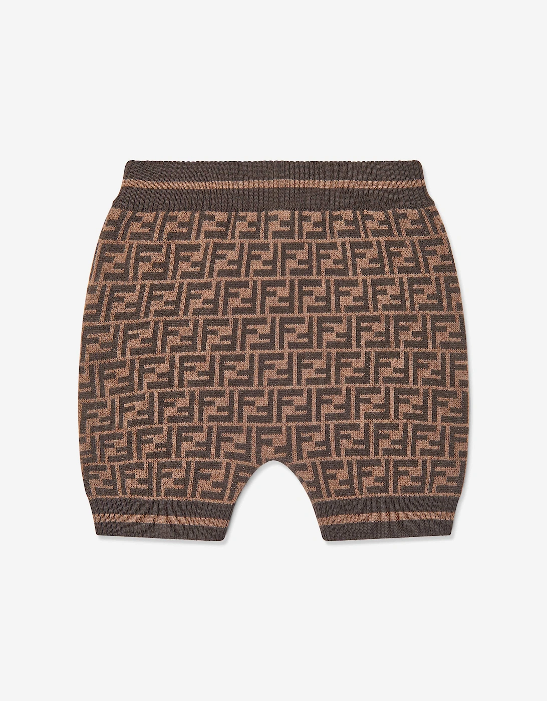 Baby Wool Knit FF Logo Shorts in Brown, 5 of 4