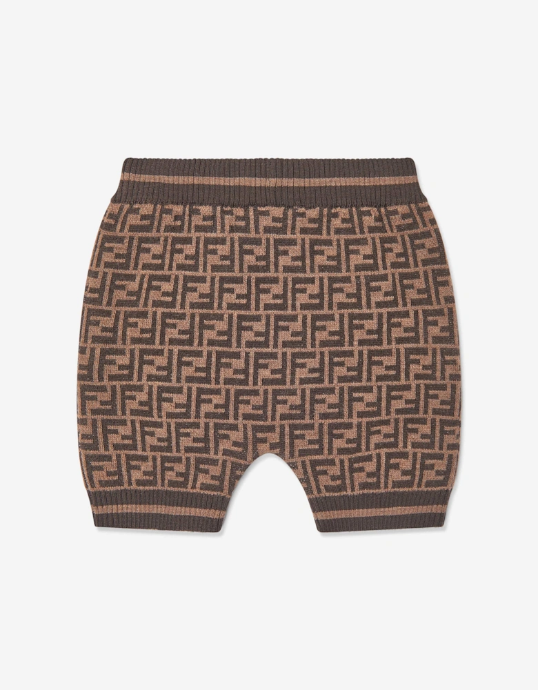 Baby Wool Knit FF Logo Shorts in Brown