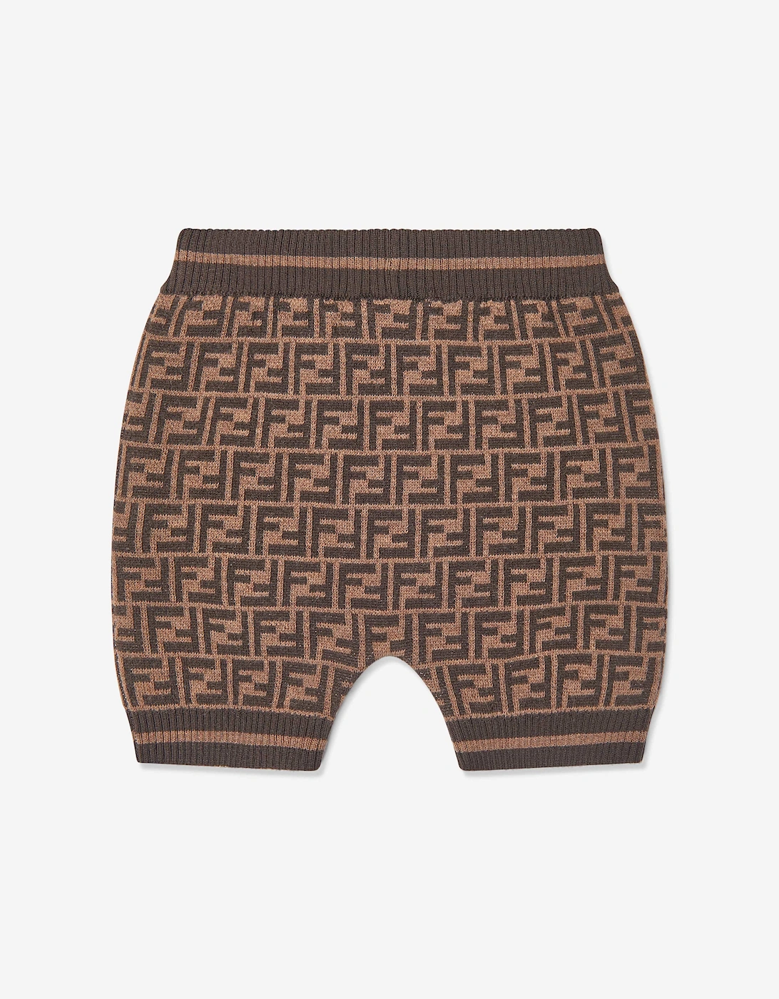 Baby Wool Knit FF Logo Shorts in Brown