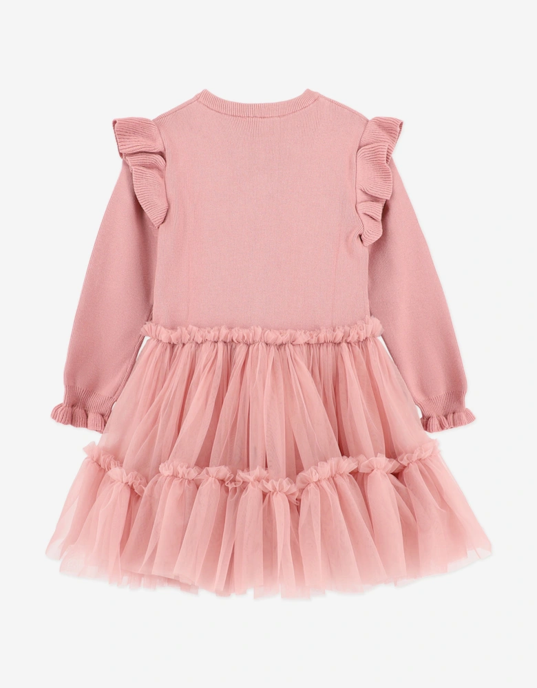 Angels Face Girls Bliss Knitted and Tulle Dress in Pink