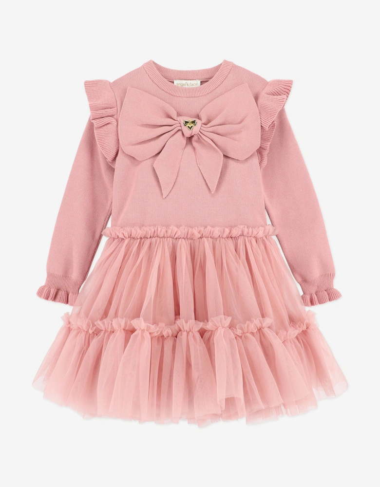 Angels Face Girls Bliss Knitted and Tulle Dress in Pink