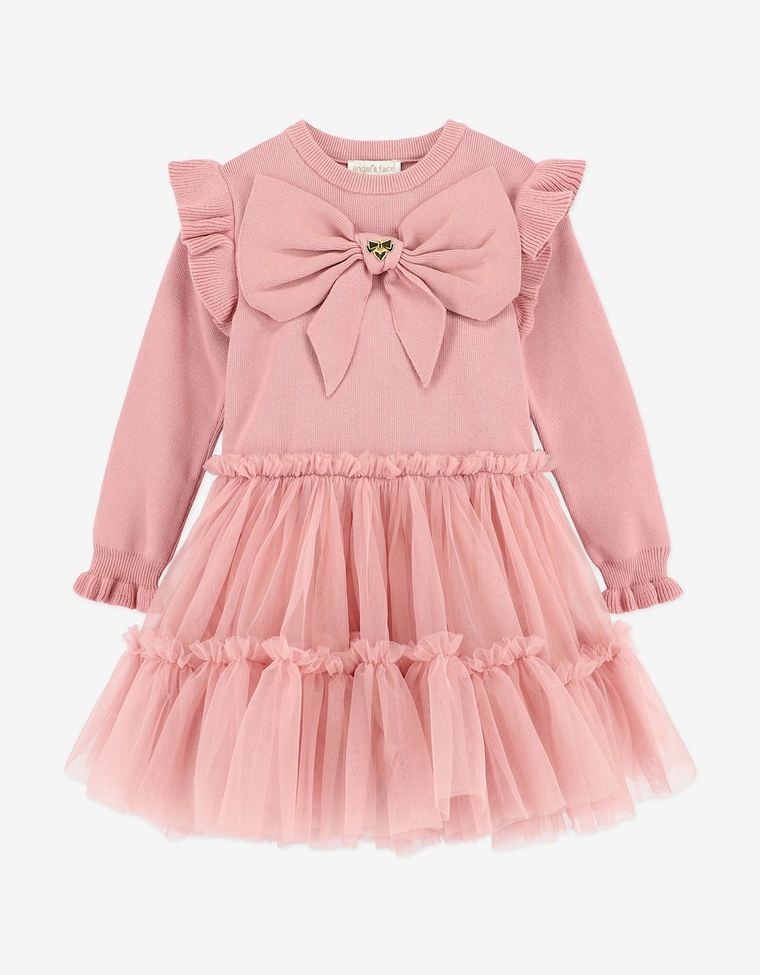 Angels Face Girls Bliss Knitted and Tulle Dress in Pink, 5 of 4