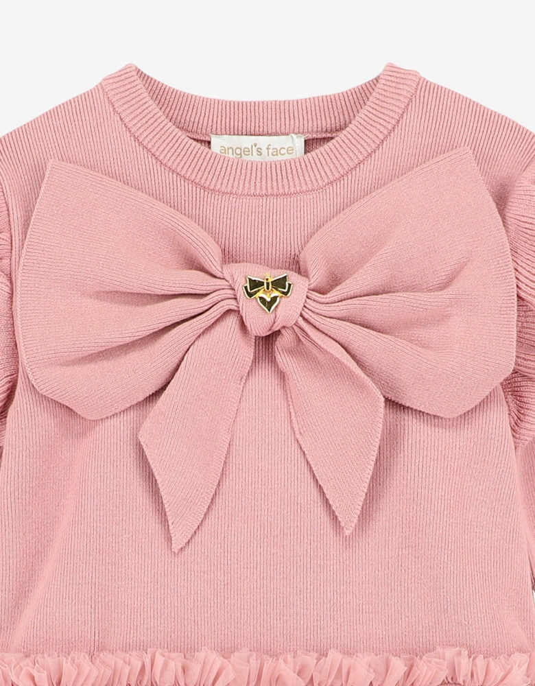 Angels Face Girls Bliss Knitted and Tulle Dress in Pink