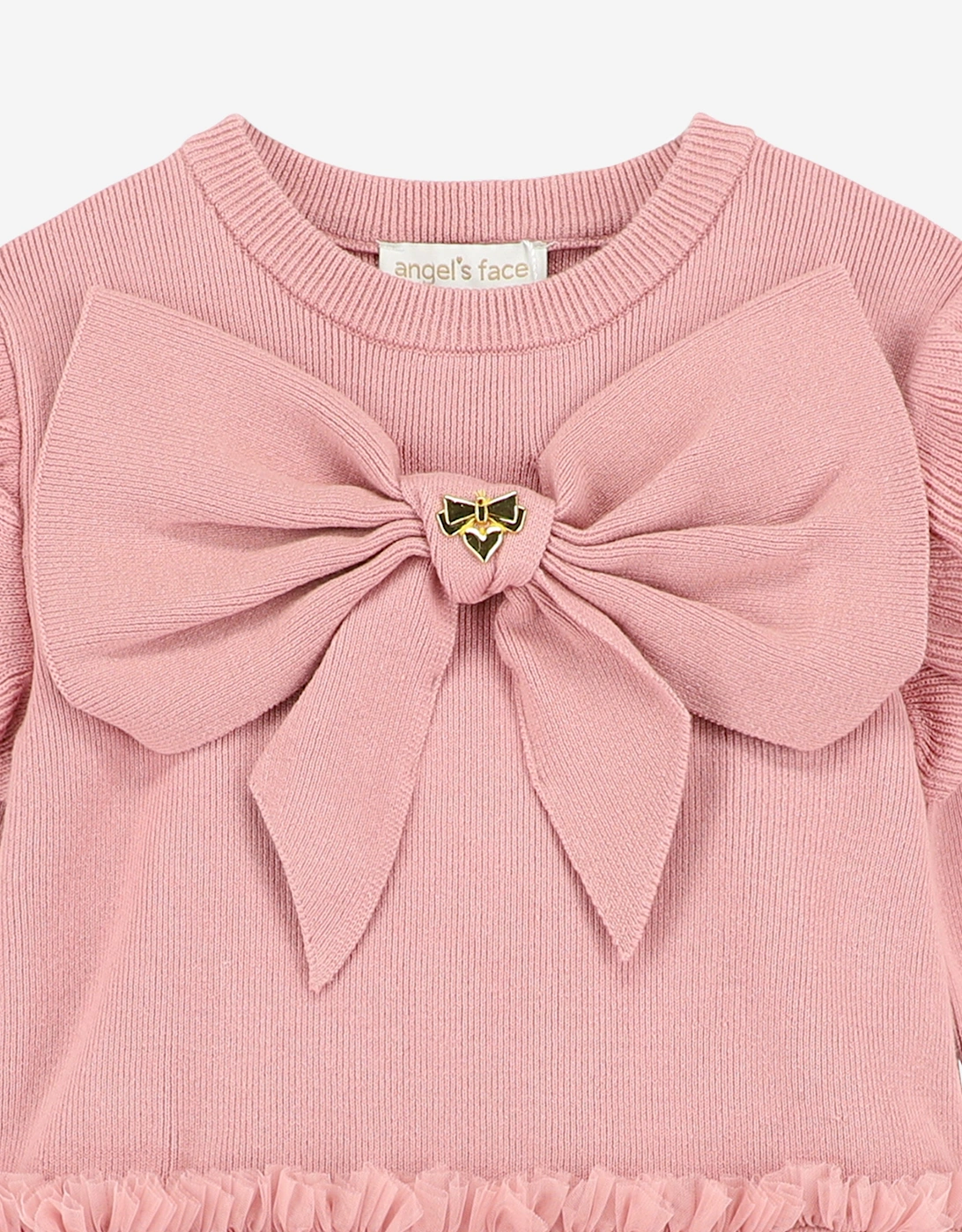 Angels Face Girls Bliss Knitted and Tulle Dress in Pink