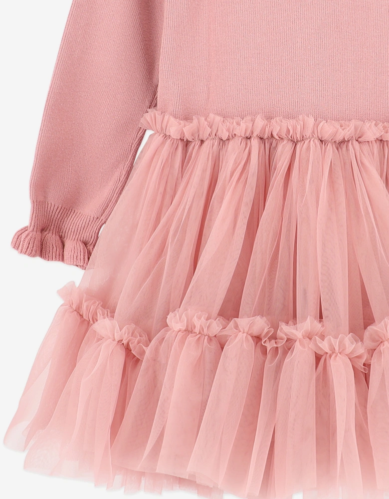 Angels Face Girls Bliss Knitted and Tulle Dress in Pink
