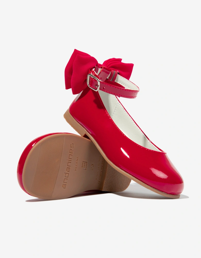 Girls Patent Leather Bow Shoes in Red
