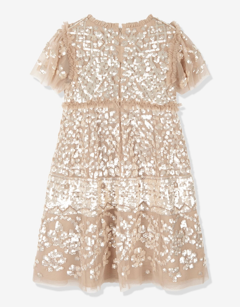 Girls Aurora Dress in Beige