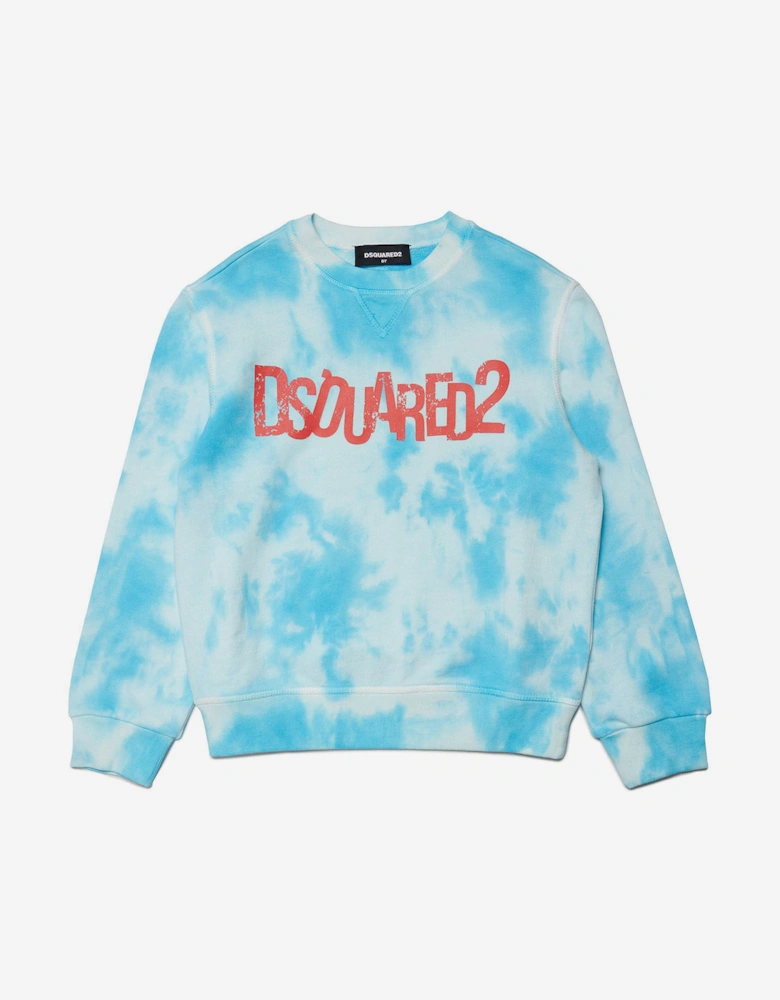 Kids Tie-Dye Logo Sweatshirt in Blue