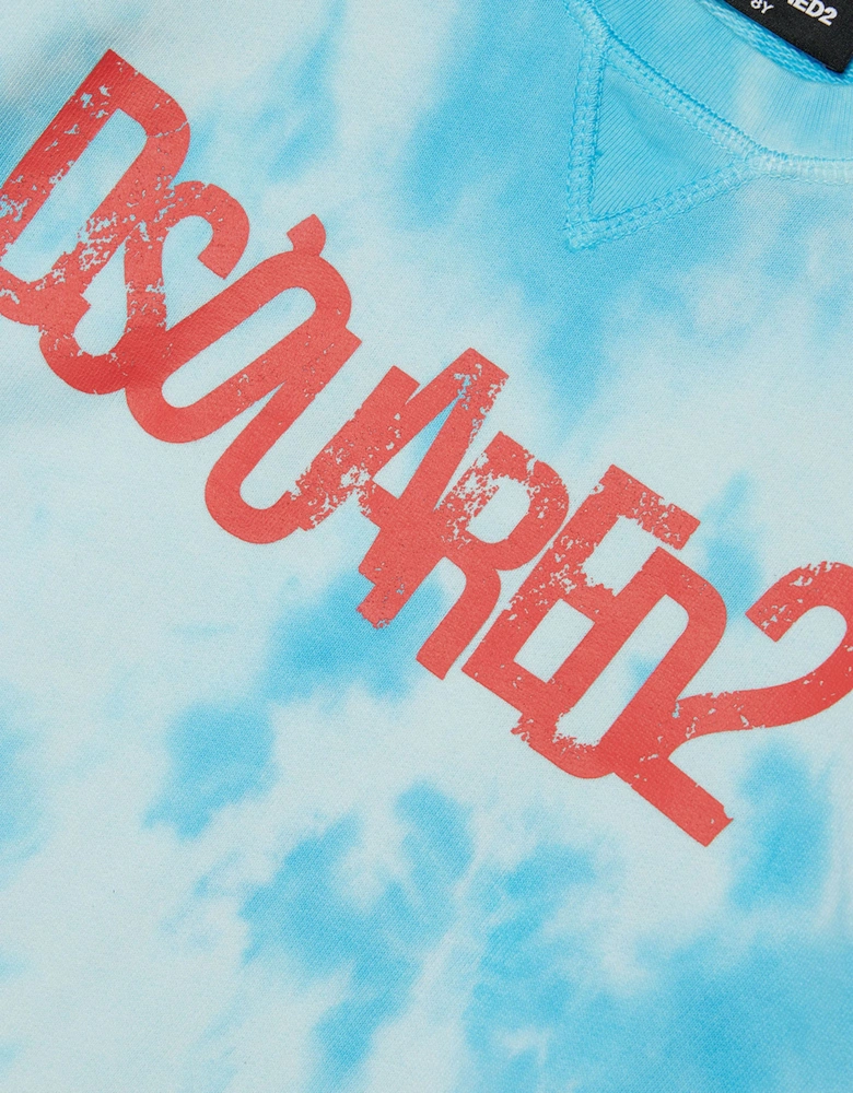 Kids Tie-Dye Logo Sweatshirt in Blue