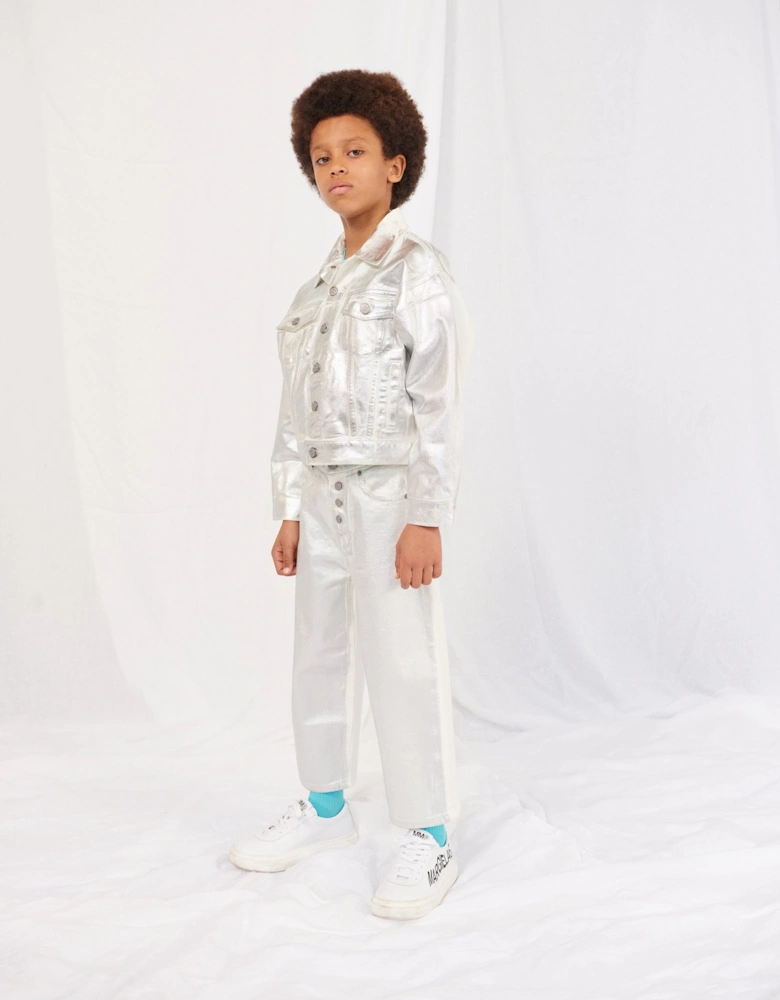 MM6 Kids Metallic Effect Jeans in Silver