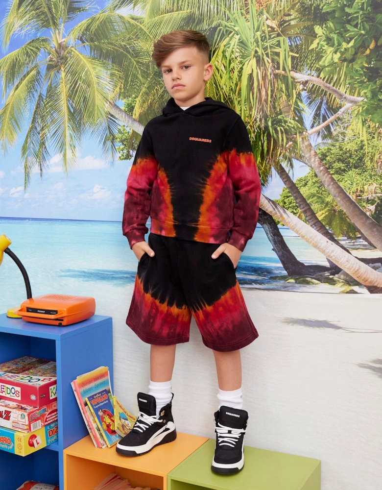 Boys Tie-Dye Logo Shorts in Black