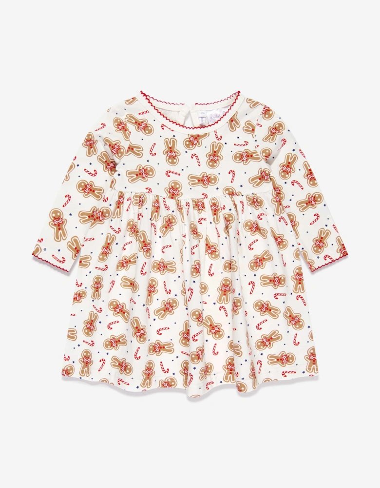 Baby Girls Gingerbread Jersey Dress in White