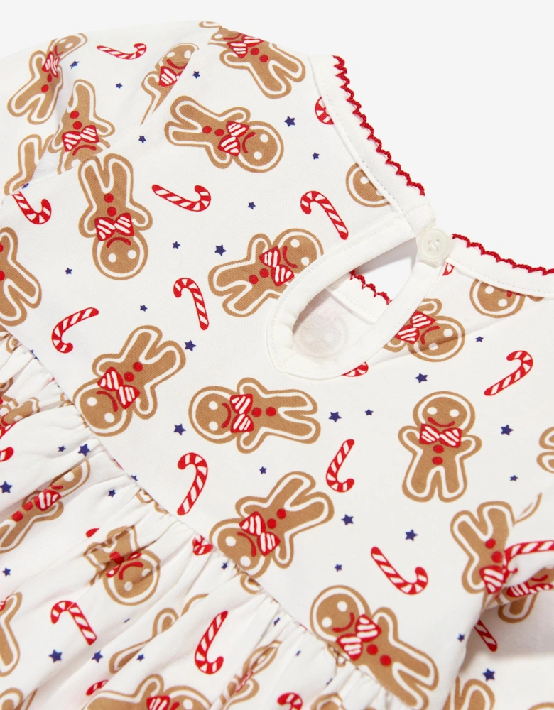 Baby Girls Gingerbread Jersey Dress in White