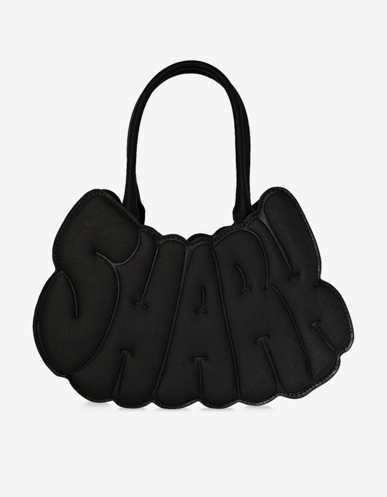 Girls Metallic Drip Shark Bubble Letters Handbag in Black (35.56cm)