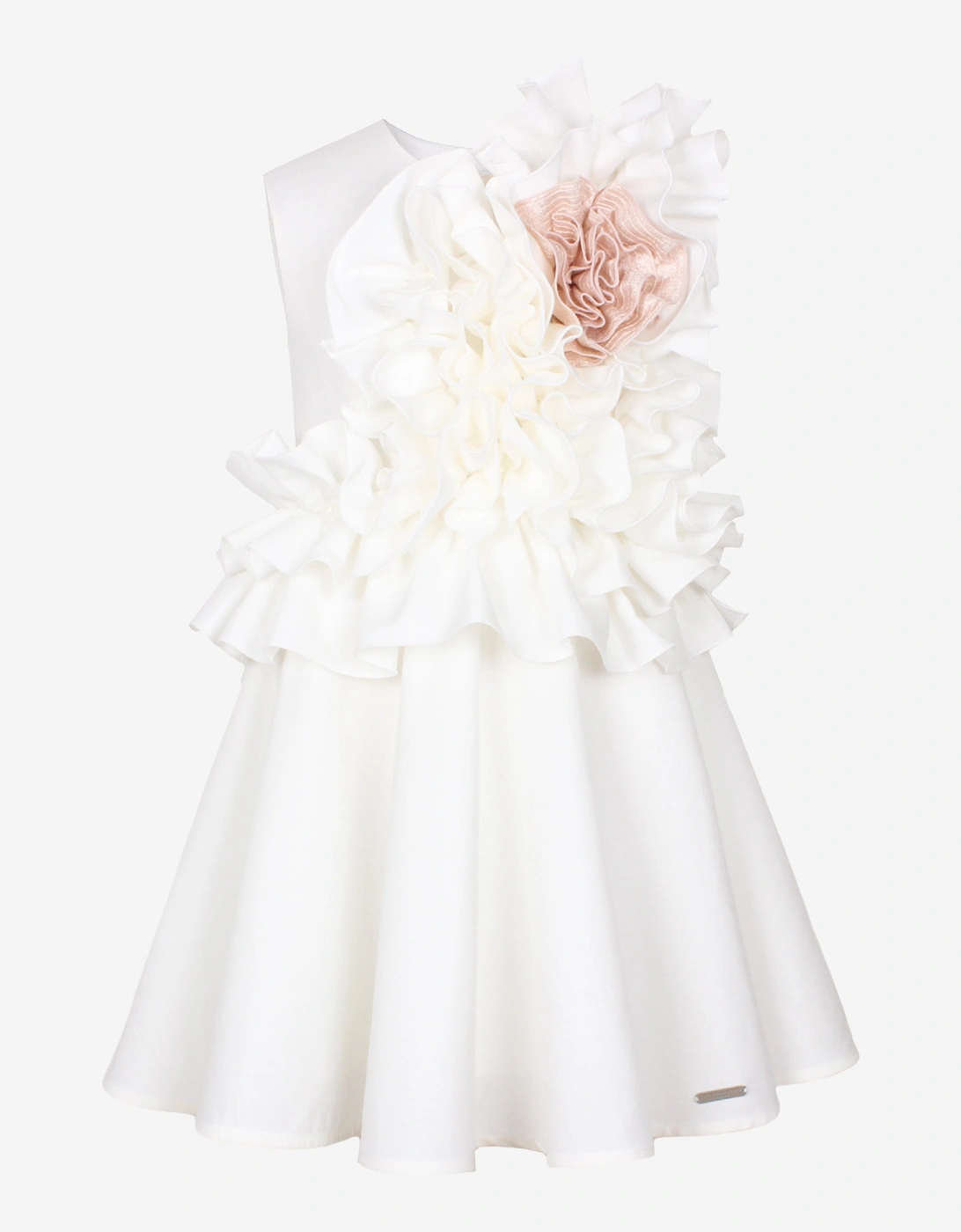 Girls Adage Ruffle Flower Dress in White, 6 of 5