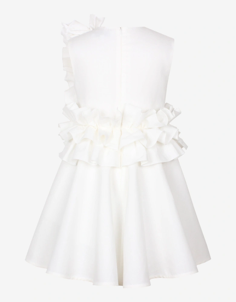 Girls Adage Ruffle Flower Dress in White