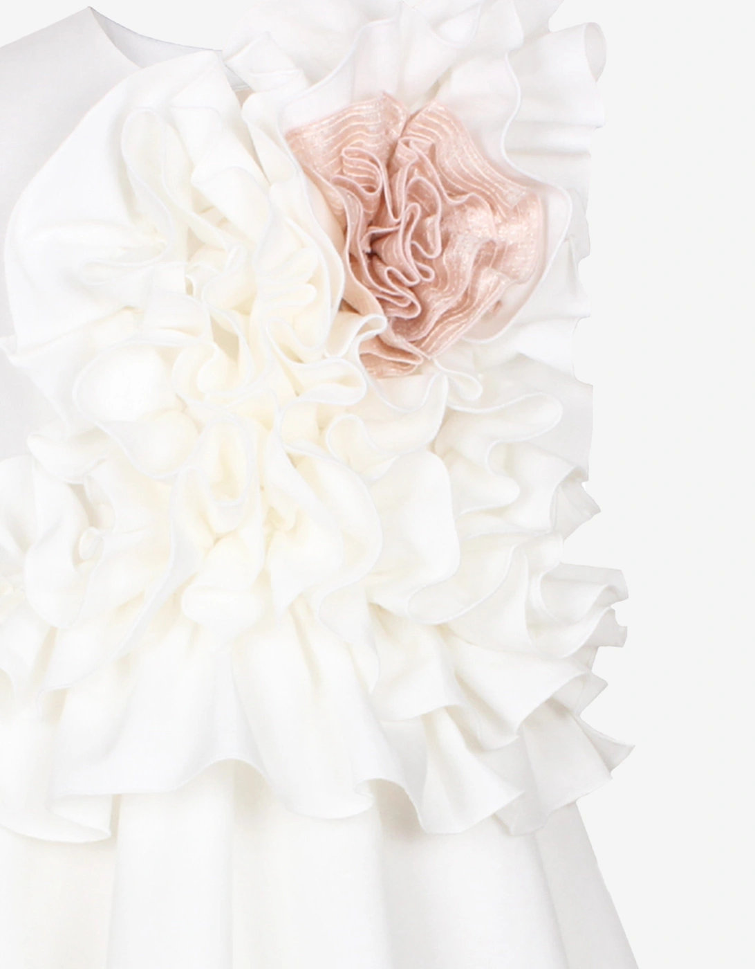 Girls Adage Ruffle Flower Dress in White