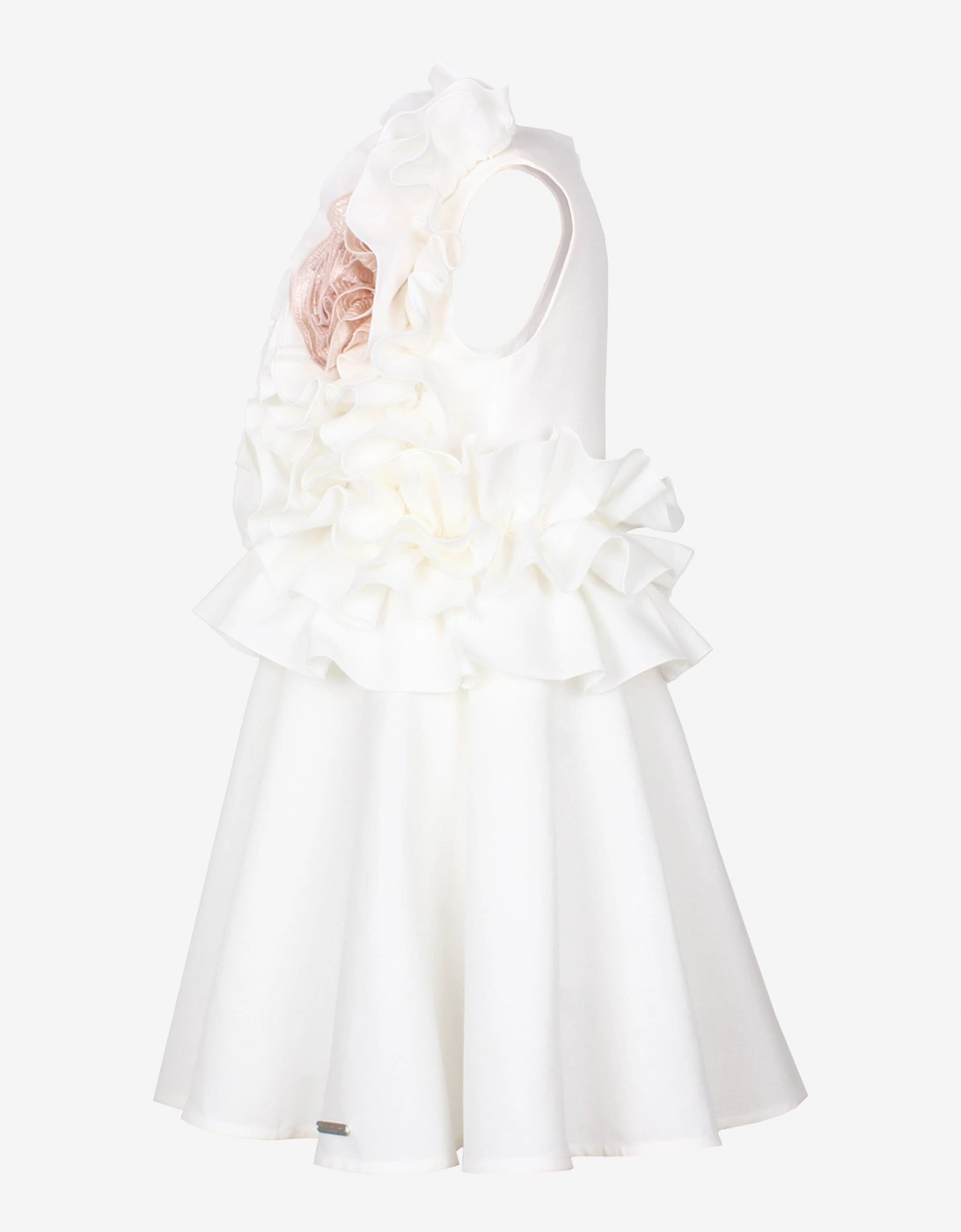Girls Adage Ruffle Flower Dress in White