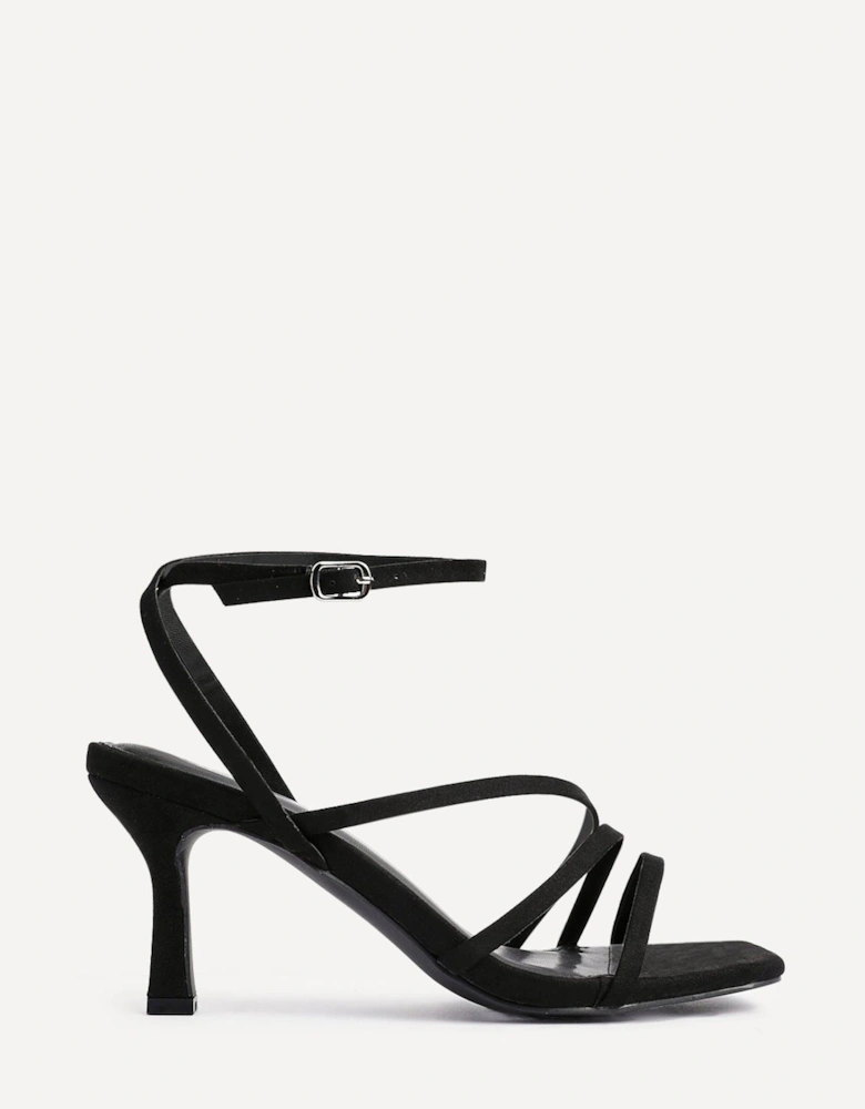 Reflect Black Faux Suede Strappy Heels