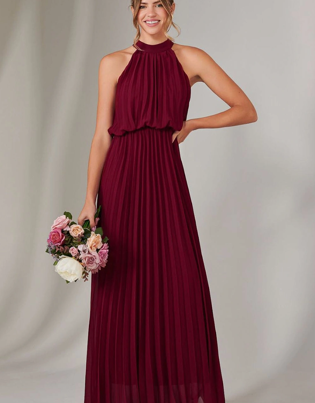 Pleated Bridesmaids Maxi Dress, 2 of 1