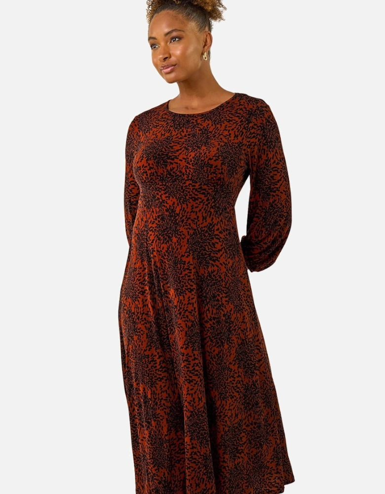 Speckled A-Line Stretch Midi Dress