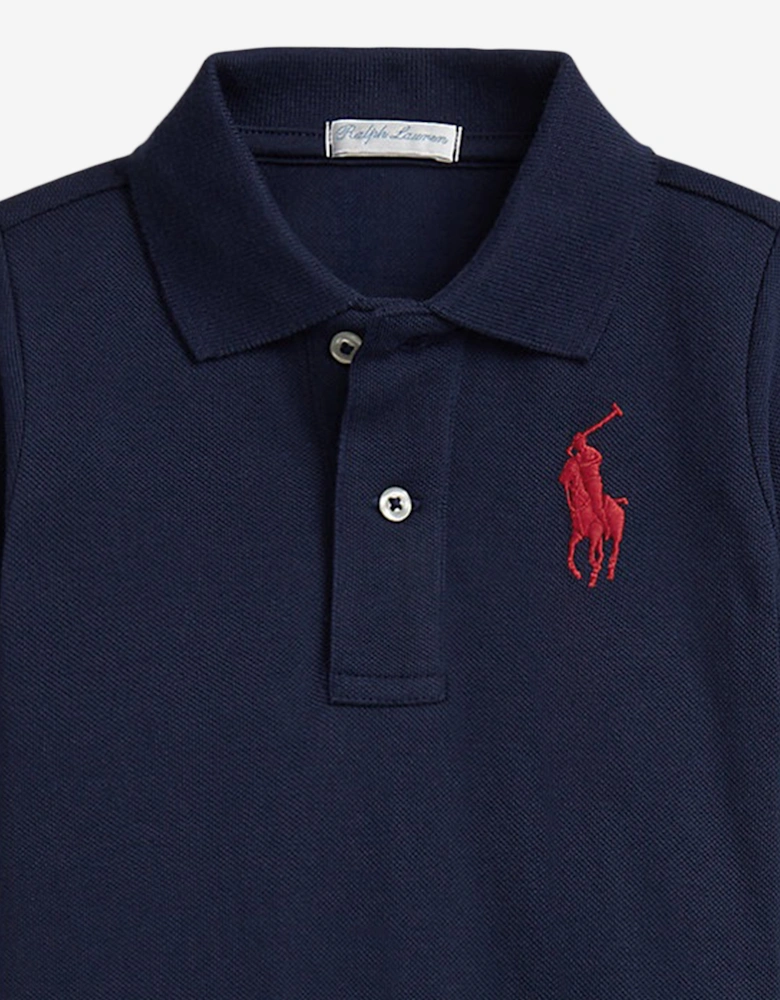 Baby Boys Polo Romper in Navy