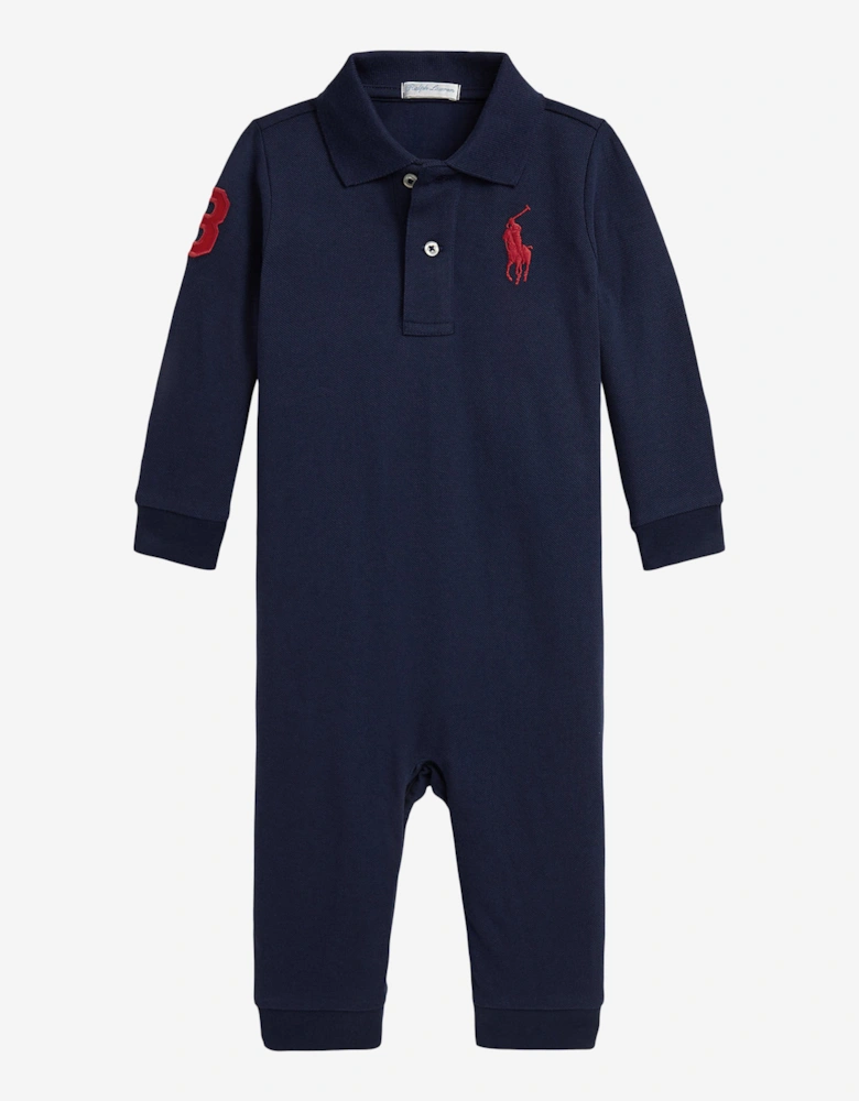 Baby Boys Polo Romper in Navy