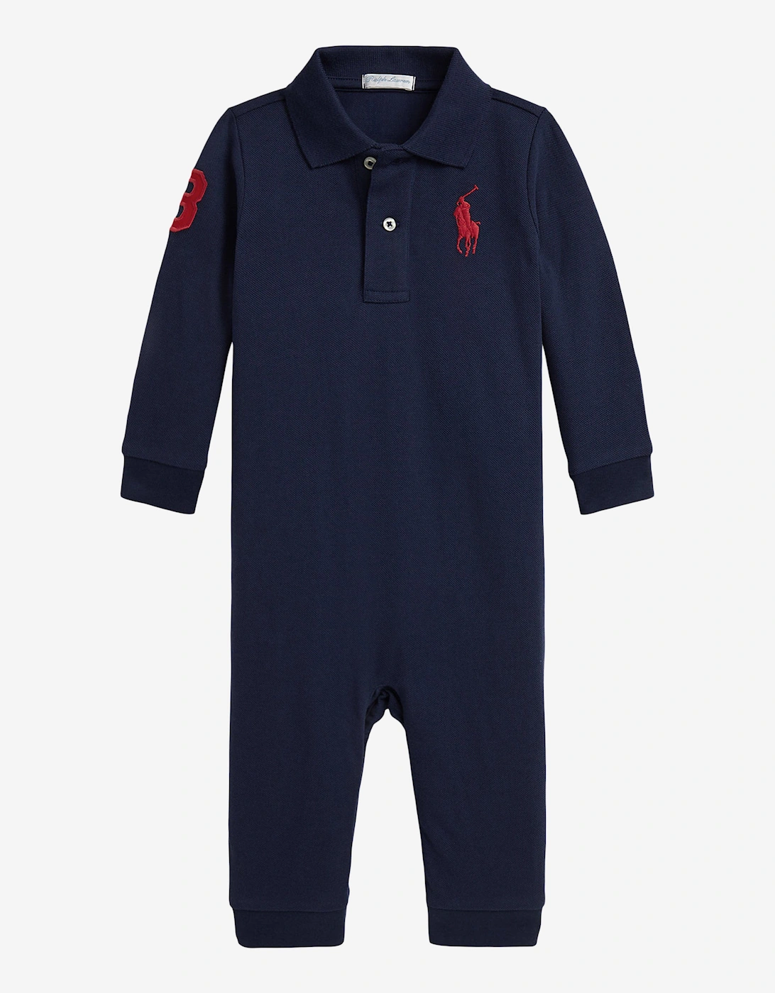 Baby Boys Polo Romper in Navy, 6 of 5