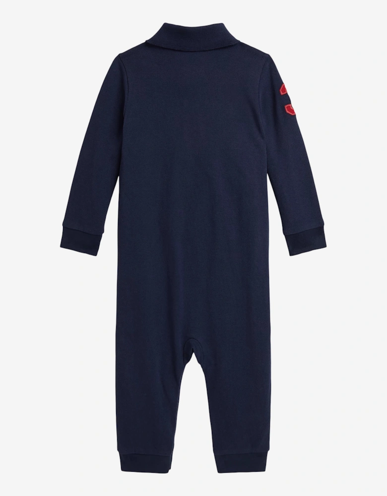Baby Boys Polo Romper in Navy