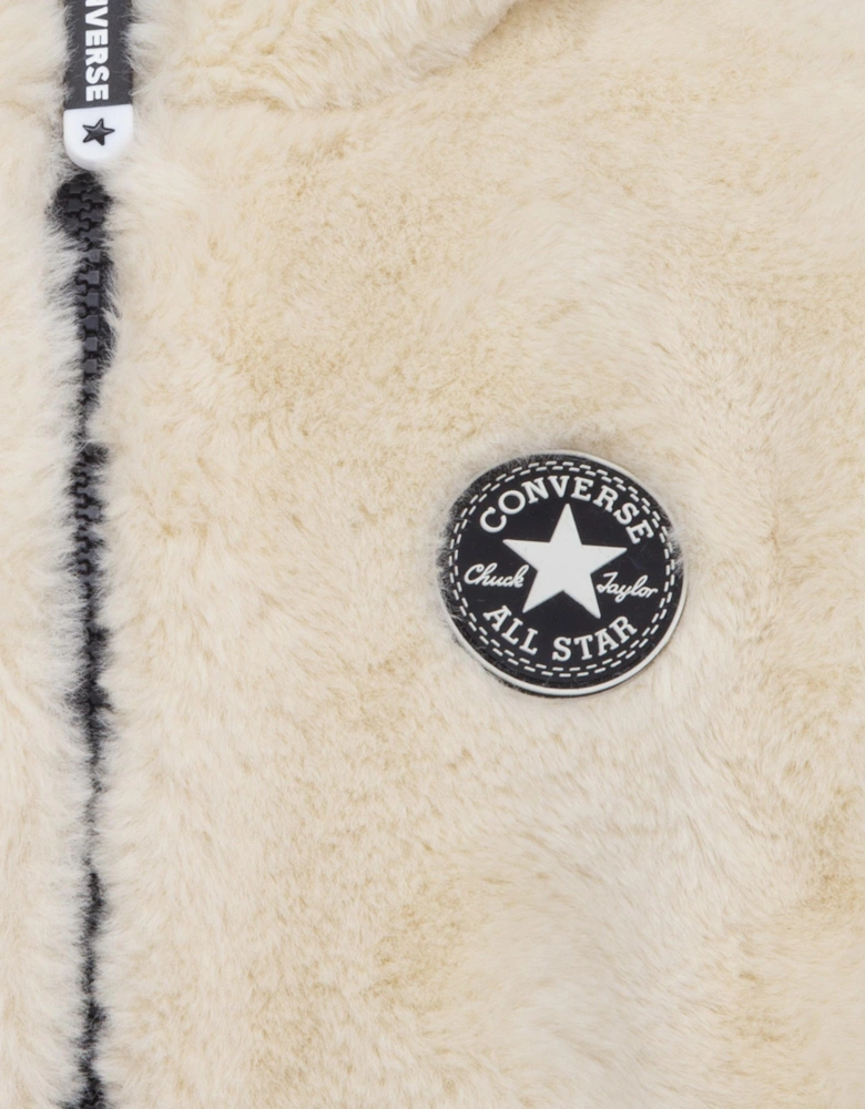 Girls Faux Fur Jacket in Ivory