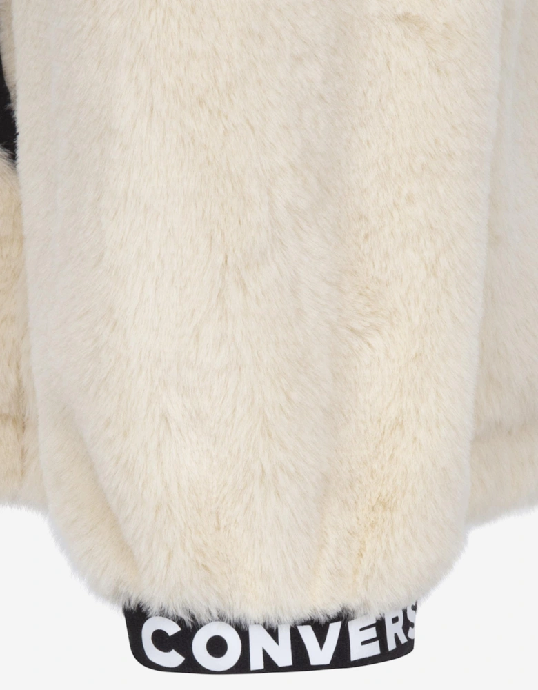Girls Faux Fur Jacket in Ivory